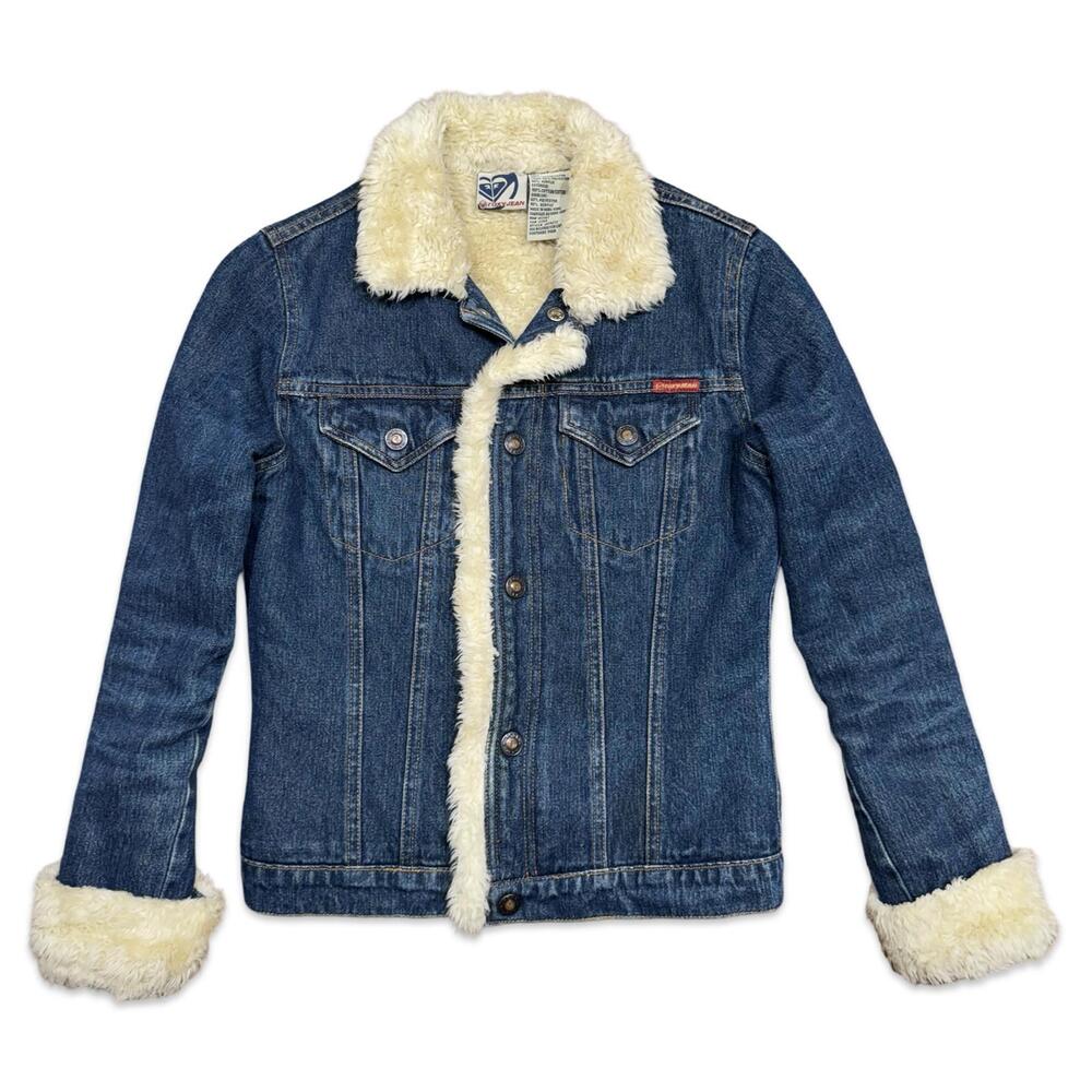 Roxy Jeans Faux Fur Lined Y2K Surfwear Denim Jacket